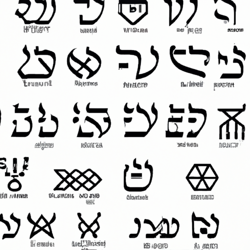 A collection of Hebrew tattoo designs showcasing various styles and symbols